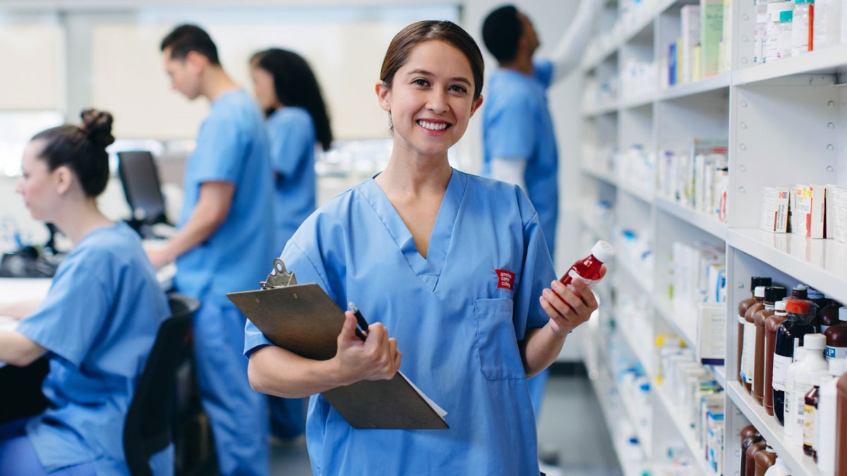 Pharmacy technician at work